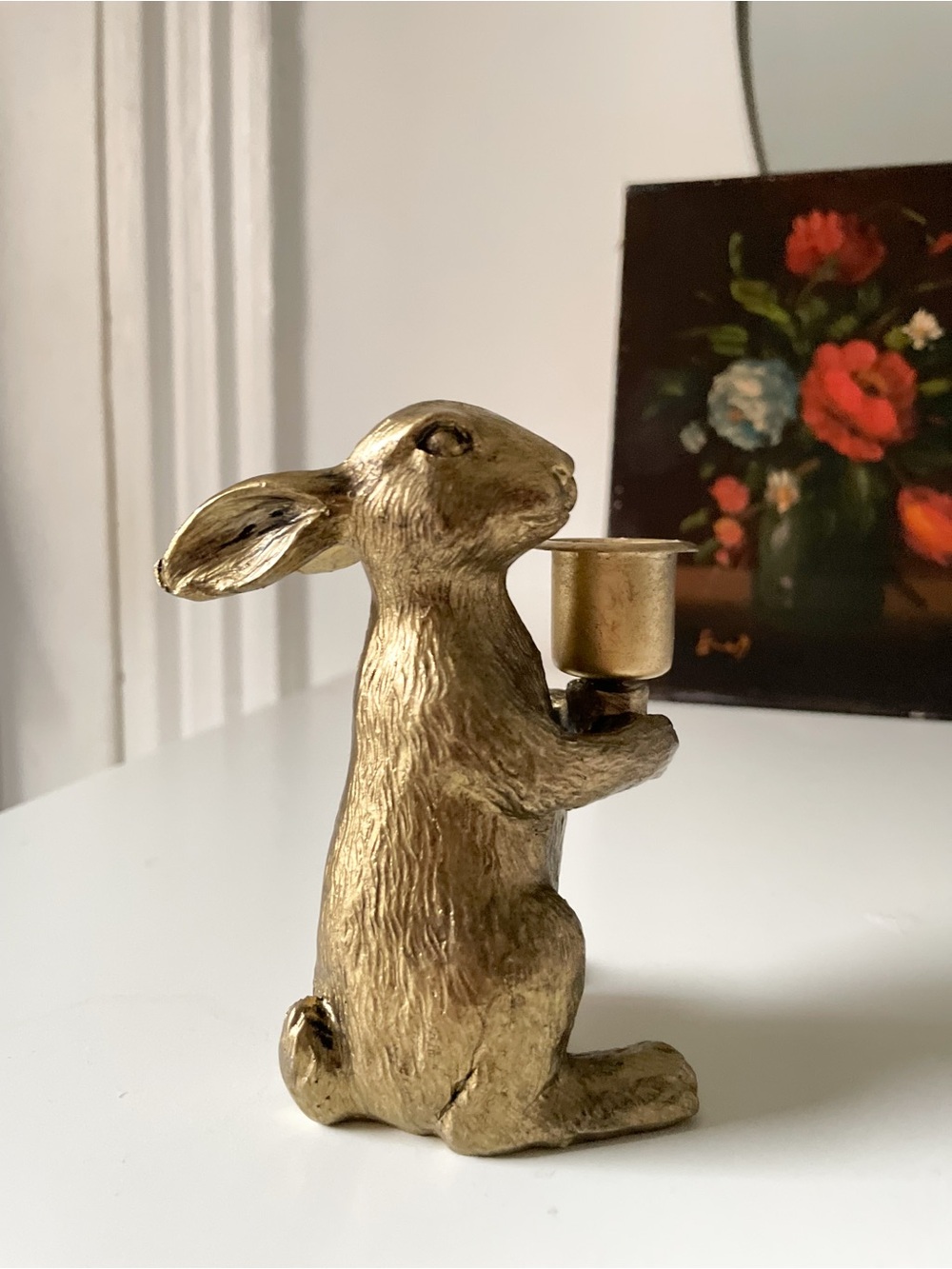 Whimsical Gold Bunny Taper Candle Holder Brass Rabbit ✨ - Picture 5 of 8